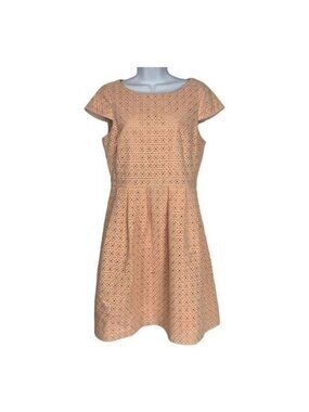 J.Crew Womens Peach Cap Sleeve Lace Overlay Dress Size 6 Style F3098